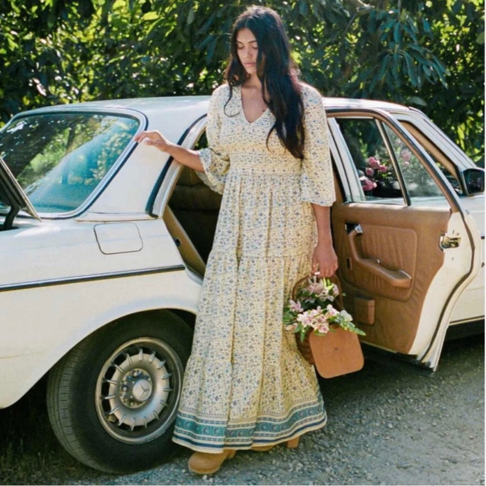 Christy Dawn Basil Dress in Larkspur Ditsy Field Silk Cotton size 1X